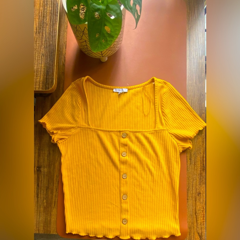 IRIS - Yellow Square Neck Neck Crop Top